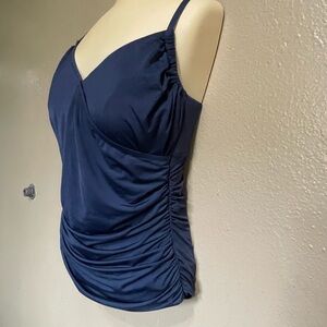 Garnet Hill Blue Ruched Sleeveless Camisole  for swim perfect condition